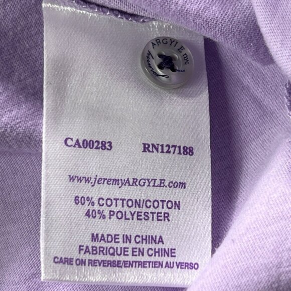 New Jeremy Argyle NYC Polo Mens XL Lavendar Slim Fit - Picture 6 of 8